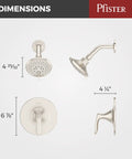 Weller Single Handle Shower Trim Kit with Dope Multi Function Shower Head dimensions and brushed nickel finish