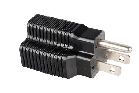 Black 15 Amp To 20 Amp T Blade Plug Adapter For 120V Outlets, 3 Prong Household Converter, Grounded Gray UL Listed
