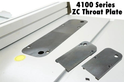 Zero Clearance Throat Plate Insert For Bosch 4100 Table Saw Two Piece Design shown on installation surface