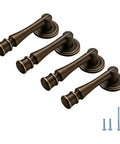 Slick Eight Piece Set Of Black Solid Brass Cabinet Knobs And Drop Style Pulls For Kitchen Drawers And Cupboards With Dang Tough Screw Mount Hardware That Brings Badass Retro Charm To Your Home. Four drop style pulls with screws.