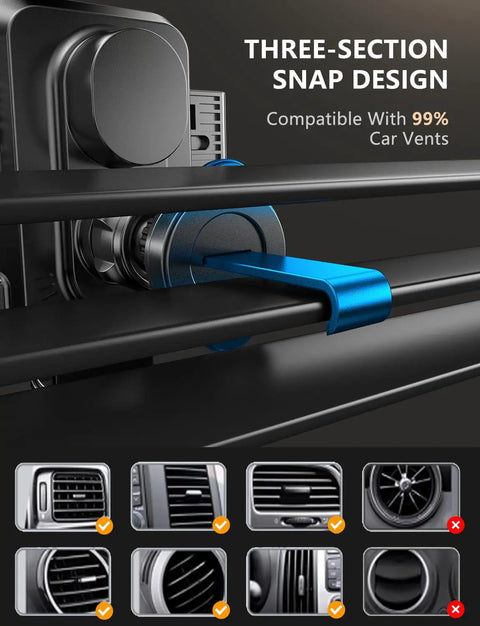 15W Fast Wireless Car Charger Mount With Auto Clamping Cord Free Hands Free Phone Holder vent compatibility diagram