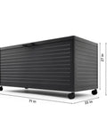 281 Gallon Outdoor Storage Box With Wheels For Easy Mobility And Soft Close Lid Waterproof Metal Deck Box Charcoal