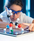 Hands On Molecular Model Kit With 444 Pieces For Organic Chemistry Atoms And Bonds C60 Included Build Realistic Molecular Structures STEM Learning Kit For Teachers Students And Young Scientists used by student on tablet