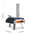 Side view of Multi Fuel Outdoor Pizza Oven For Wood And Gas With 12 Inch Pizza Stone And Integrated Thermometer Dual Fuel Pizza Maker