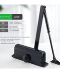 Hydraulic Buffer Door Closer 25Kg To 80Kg With Adjustable Speed For Smooth Silent Close, shown with specifications