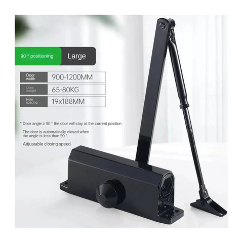 Hydraulic Buffer Door Closer 25Kg To 80Kg With Adjustable Speed For Smooth Silent Close, shown with specifications