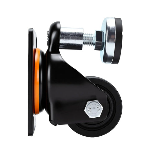 Tough As Nails Heavy Duty Leveling Caster With 2.5 Inch Smooth Ride Wheels And 550 Kilogram Weight Capacity side view showcasing polyurethane wheel and plate mount.