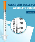 Pro Grade 1 Milliliter Syringe Set 29G Half Inch 13mm Lab Syringes Individually Sealed 100 Pack For Medical Lab DIY Dosing And Craft Projects Ideal For Precise Dosing Leak Free Withdrawal Sterile Handling Education Kits And Standard Lab Tasks, clear 1 mL syringe scale