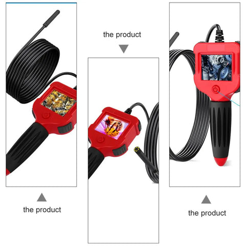 5.5mm Waterproof Borescope Camera Handheld Inspection Tool With 1m Cable And HD Screen For Vehicle And Engine Repair Built In LED Lights IP67 Water Resistant Articulating Design For Tight Spaces showing LCD display and cable