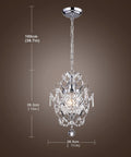 Crystal Mini Chandelier Lighting 1 Light Chrome Iron Ceiling Fixture For Small Spaces Dope Sparkle With Modern Shine