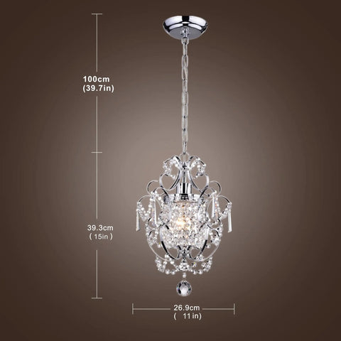 Crystal Mini Chandelier Lighting 1 Light Chrome Iron Ceiling Fixture For Small Spaces Dope Sparkle With Modern Shine