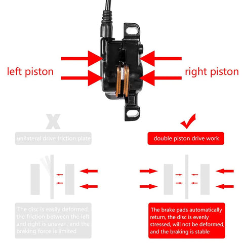 HB770 Hydraulic Disc Brakes For Mountain Bikes With 2 Piston Aluminum Alloy Left Front 800mm Hose Right Rear 1450mm Hose diagram