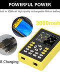 Pocket Sized Handheld Oscilloscope With 100MHz Bandwidth And 500MSaS Sampling For DIY Electronics Gearheads, showing display and USB charging port.
