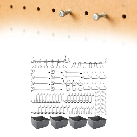 80 Piece Pegboard Hooks Set For 2.5 Cm Holes, heavy-duty metal hooks and bins for pegboard tool and craft storage