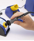 Lightweight Soldering Iron With T18-B Tip For Electronics, 26V 65W Ceramic Heater in use with temperature control station.