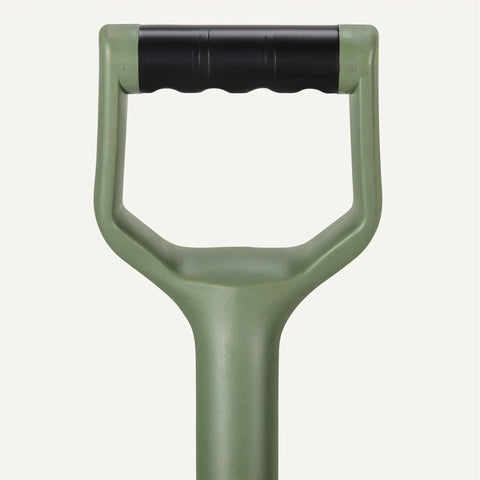 Heavy Duty Gardening Shovel With Flat Spade 47 Inch Steel Tool Ergonomic TPR Overmolded D Handle For A Steady Grip close-up