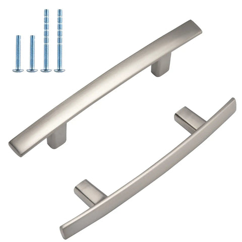 25 Pack Solid Zinc Alloy Cabinet Handles Brushed Nickel Arch Drawer Pulls 3 Inch Center to Center