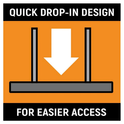 Illustration showing quick drop-in design for Adjustable Plier Rack Tool Organizer With 12 Customizable Compartments For Easy Vertical Pliers Storage