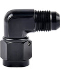 6AN Female To 6AN Male Flare Swivel Fitting Adapter Aluminum Black Anodized 37 Degree AN Thread 9/16-18 UNF High Pressure Up To 1500 PSI For Automotive And Racing And Performance Fuel Lines close-up