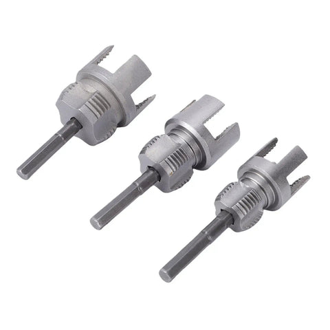 Gowenic 4 In 1 Pipe Threader Tool Kit For Electric Drill, includes 1/2 inch, 3/4 inch, and 1 inch alloy steel tap dies.