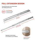 Image of Soft Close Drawer Slides 22 Inch Full Extension Side Mount 5 Pack with ball bearing rails and mounting brackets.