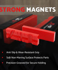 Heavy Duty 6 Inch Vise Jaw Pads With Magnetic Z Holder Anti Slip Soft Jaws dual pair showcasing strong red magnets and grip surface.