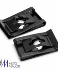 Clean Underbody Splash Shield Fastener Kit Replaces OE 90674ty2a01 Quarter Turn Pins U Nut Clips And M6 Bolts For Honda Acura showing two black clips.