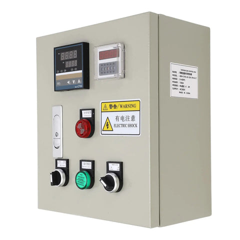 PID Temperature Controller For Heavy Duty Industrial 3 Phase 15KW 380V Digital Display Box With Integrated Components For Oven Curing Machine Temperature Regulation And Precision Thermostat Control, beige metal cabinet