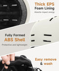 Urban Street Ready Adult Bike Helmet showcasing EPS foam lining and ABS shell for commuting, road biking, and skating.