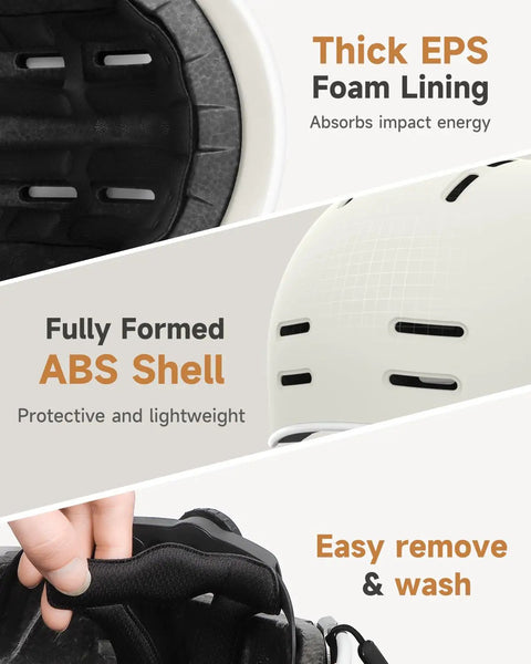 Urban Street Ready Adult Bike Helmet showcasing EPS foam lining and ABS shell for commuting, road biking, and skating.