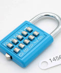 10 Dial Button Combination Padlock With 5 Position Locking Mechanism, blue, hardened steel shackle, ideal for outdoor security