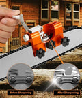 Portable Chainsaw Sharpening Kit For No Fuss Edge Renewal, Lightweight Outdoor Sharpening Tool Set in use on chainsaw