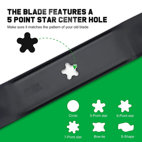 Mulching Blades For Craftsman 42 Inch Riding Lawn Mower LT1000 LT2000 5 Point Star Mounting Pattern Replacement display