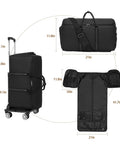 Seyfocnia black rolling garment bag with wheels and shoulder strap, carry-on with shoe compartment