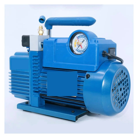 KGKGK 2L Rotary Vane Vacuum Pump For AC Repair And HVAC Systems with gauge and handle, showcasing strong suction for professional use.
