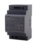 Straight Up Heavy Duty 60 Watt 48 Volt Din Rail Switching Power Supply With Adjustable Output mounted on a gray enclosure.