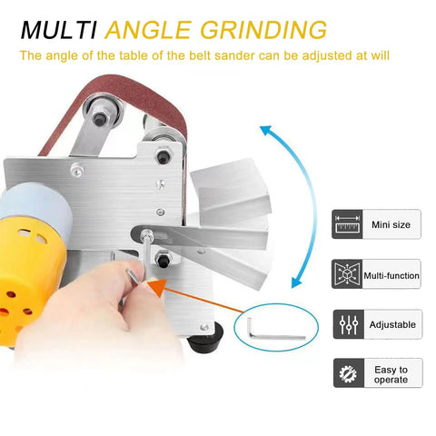 Compact Electric Mini Belt Sander Featuring Slick 7 Speed Controls And Hella Precise Angle Adjustments For Wood Metal Projects, adjustable angle.