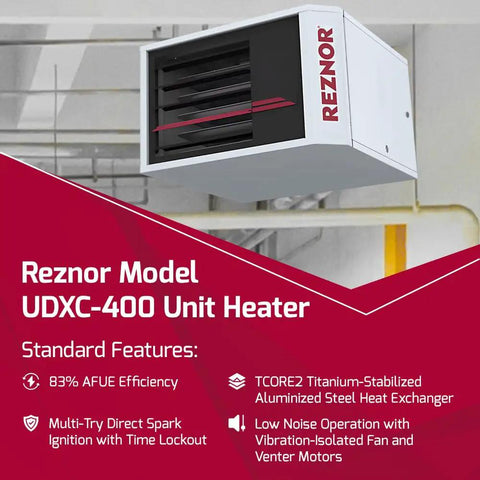 Top Shelf Ruggedly Built 400K BTU Propane Garage Heater With Forced Air Blower For Workshop Warehouses And Commercial Shed Solutions Crank Up The Heat Indoors mounted above with digital controls.