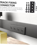 Metal Track Mending Plates For Barn Door Repair Carbon Steel Joint Brackets Smooth Surface And Easy Installation shown installed