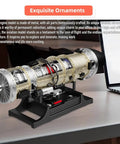 Metal Turbofan Aircraft Engine Model Kit With Twin Rotor Mechanics 1 to 10 Scale Jet Engine Replica on Display Stand, Side View