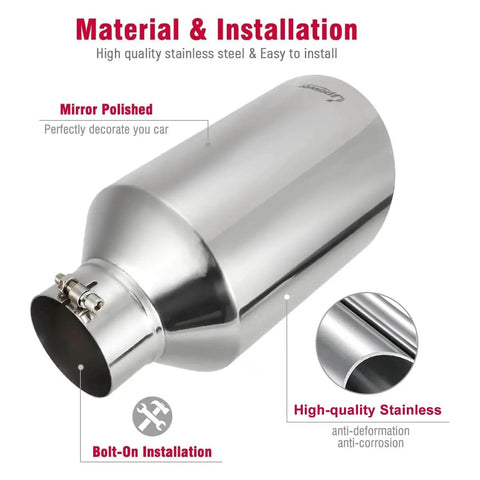 4 Inch Inlet To 8 Inch Outlet Stainless Steel Exhaust Tip 15 Inch Bolt On Tail Pipe With 45 Degree Angled Cut Universal Fit