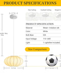 Product specifications for 11.5in Small Lantern Pendant Light, White Imitation Silk Bubble lamp with size comparison.