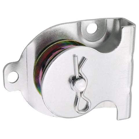 Beefy Heavy Duty 1-1/2 Inch Wall And Ceiling Mount Single Pulley With 420 Lb Capacity Iron And Zinc Construction Galvanized Finish For Rust-Proof Resistance Durable And Safe Easy Wire Rope And Chain Insertion For Quick Setup, wall-mounted pulley