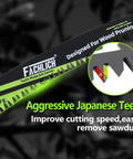 Close-up of 15 Inch Japanese Teeth Reciprocating Saw Blades For Wood Pruning And Tree Trimming 6TPI Curved Edge Pack Of 4