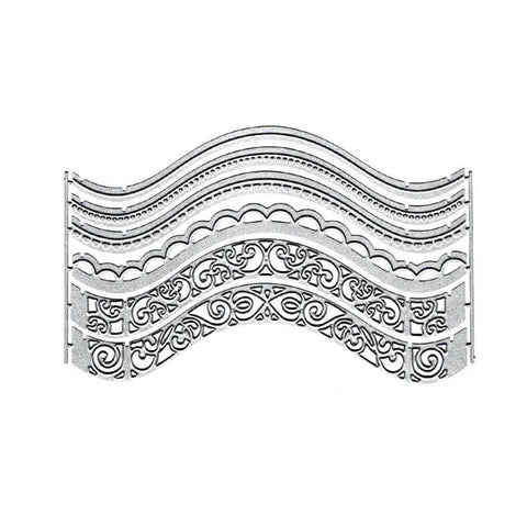 Vintage Lace Die Cuts 6 Piece Set With Wavy Border Edges Cutting Dies for Pro Grade DIY Card Making in silver carbon steel