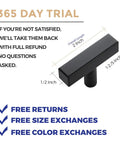 30 Pack Black Square Cabinet Knobs And Pulls 2 Inch Matte Black Single Hole Kitchen Handles, dimensions and 365-day trial details.
