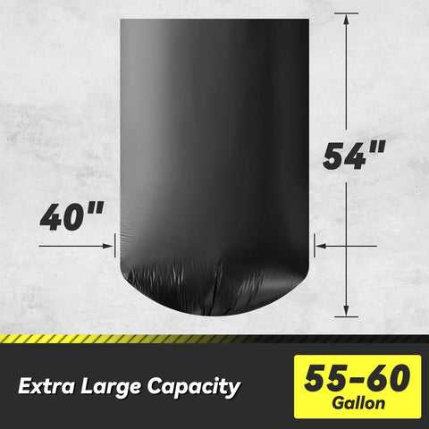 100 Count 55 To 60 Gallon Black Trash Bags Heavy Duty Tear Resistant And Extra Sturdy Commercial Can Liners 40 x 54 inches