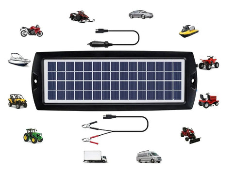 Portable 12V Solar Battery Trickle Charger And Maintainer Kit With Four Watt Panel For Cars RVs Boats Trucks Motorcycles