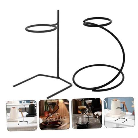 Kick Up Your Morning Brew Game With This Slick Two Piece Coffee Dripper Stand featuring black metal racks for pour over setups.