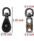 Swivel Steel Wheel Pulley For Rope And Cable Guiding, Three Quarters Inch Sheave Height, Die Cast Nickel Plated, Two Views